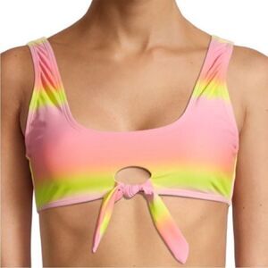 XOXO Women’s Pink And Yellow Tie Dye Bikini Swim Top, Size L, NWT